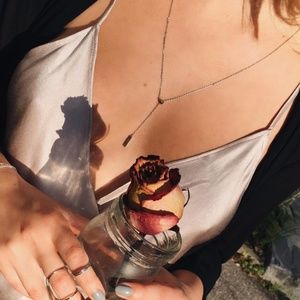 BN Aldo Mccone White Gold Plated Minimalist Lariat Necklace